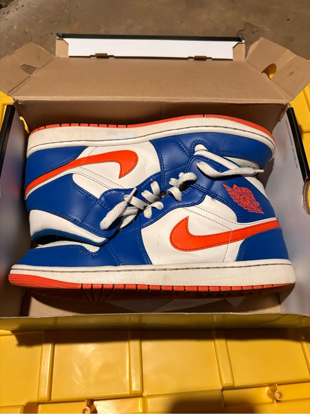 Jordan means High-Top Sneakers in Blue White Orange